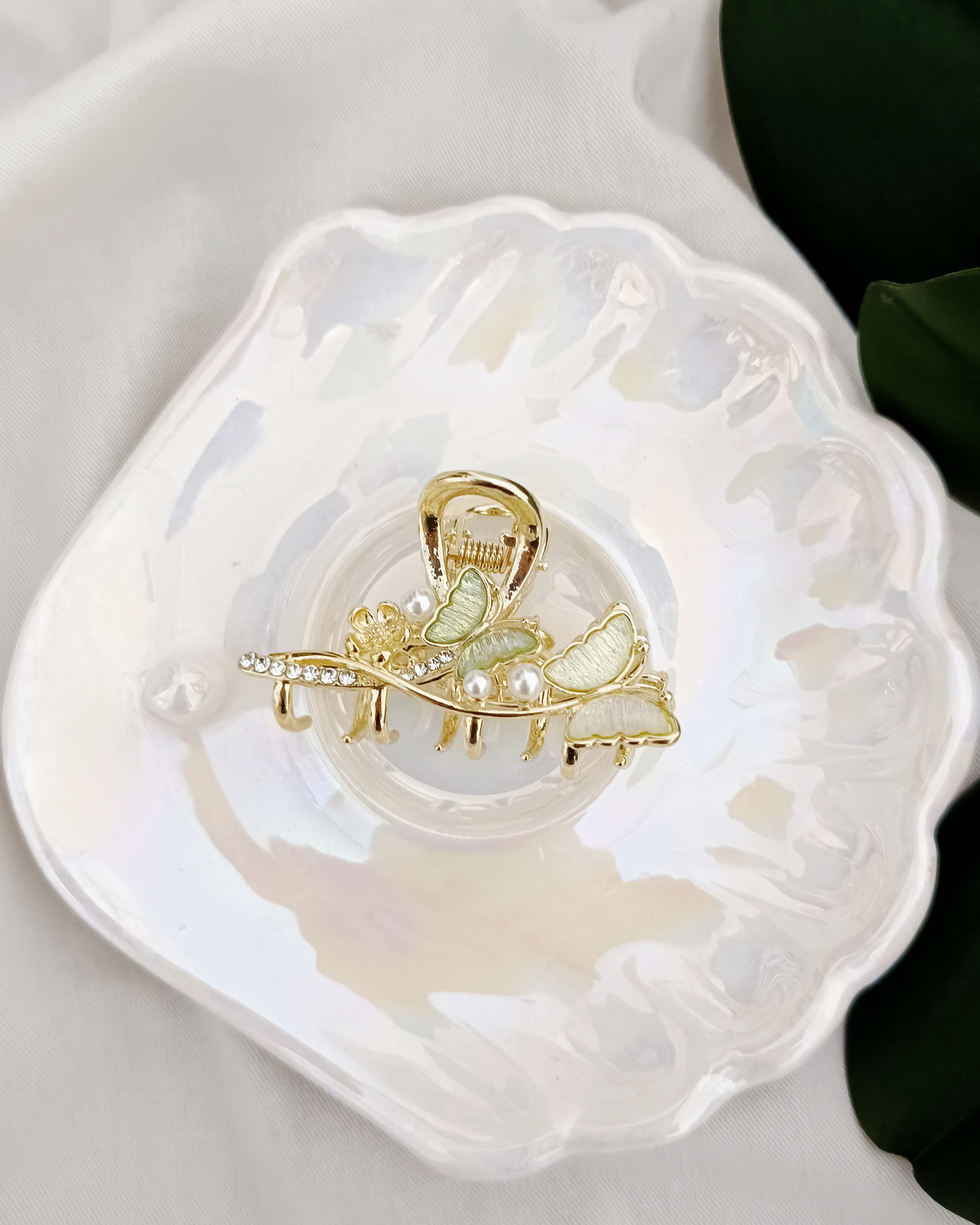 کلیپس مو فلزی طرح پروانه مرواریدی مدل وارداتی🦋🐚 - رنگ ثابت و نشکن