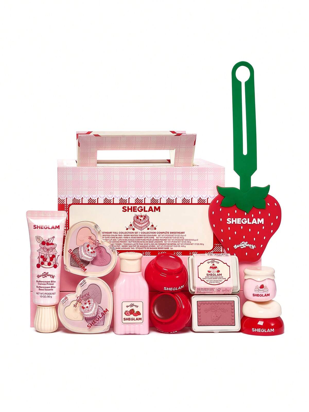 پک کامل آرایشی شیگلم SHEGLAM مدل Sweetheart | ست آرایشی فانتزی صورتی و توت‌فرنگی
