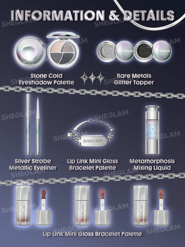پک کامل آرایشی لوسترا شیگلم SHEGLAM مدل LUSTRA COLLECTION SET | کالکشن لوسترا کرومی و متالیک