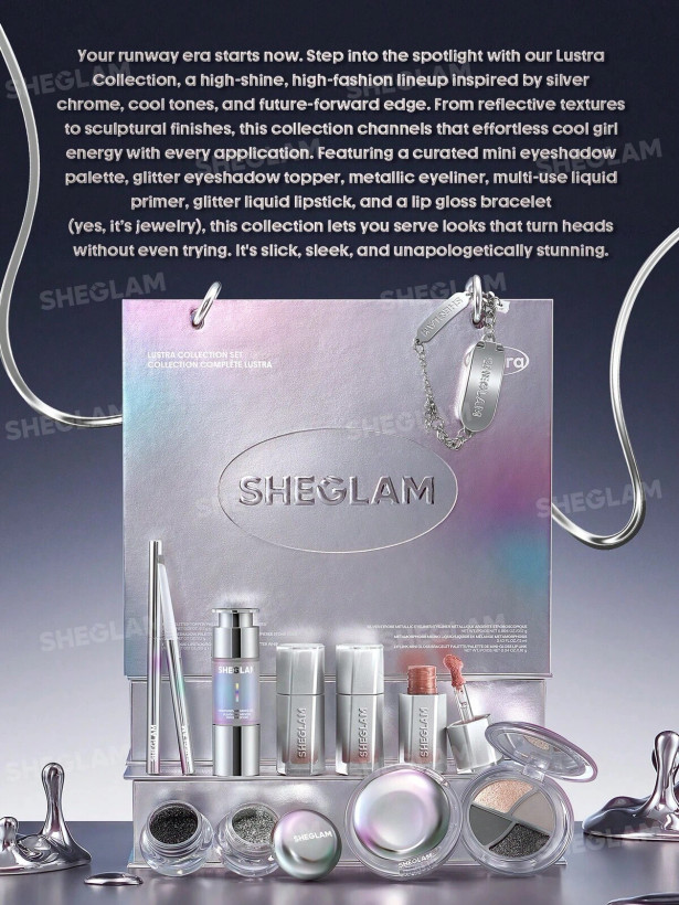 پک کامل آرایشی لوسترا شیگلم SHEGLAM مدل LUSTRA COLLECTION SET | کالکشن لوسترا کرومی و متالیک